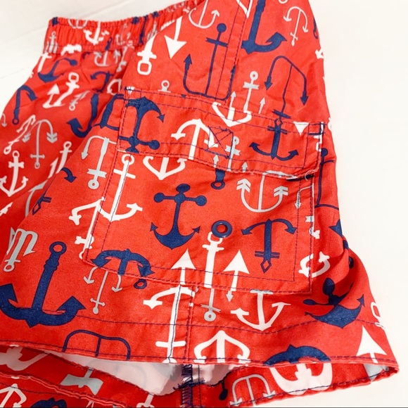 OP Ocean Pacific Anchor Print Lined Swim Trunks Board Short Elastic Waist Pocket - Picture 3 of 7